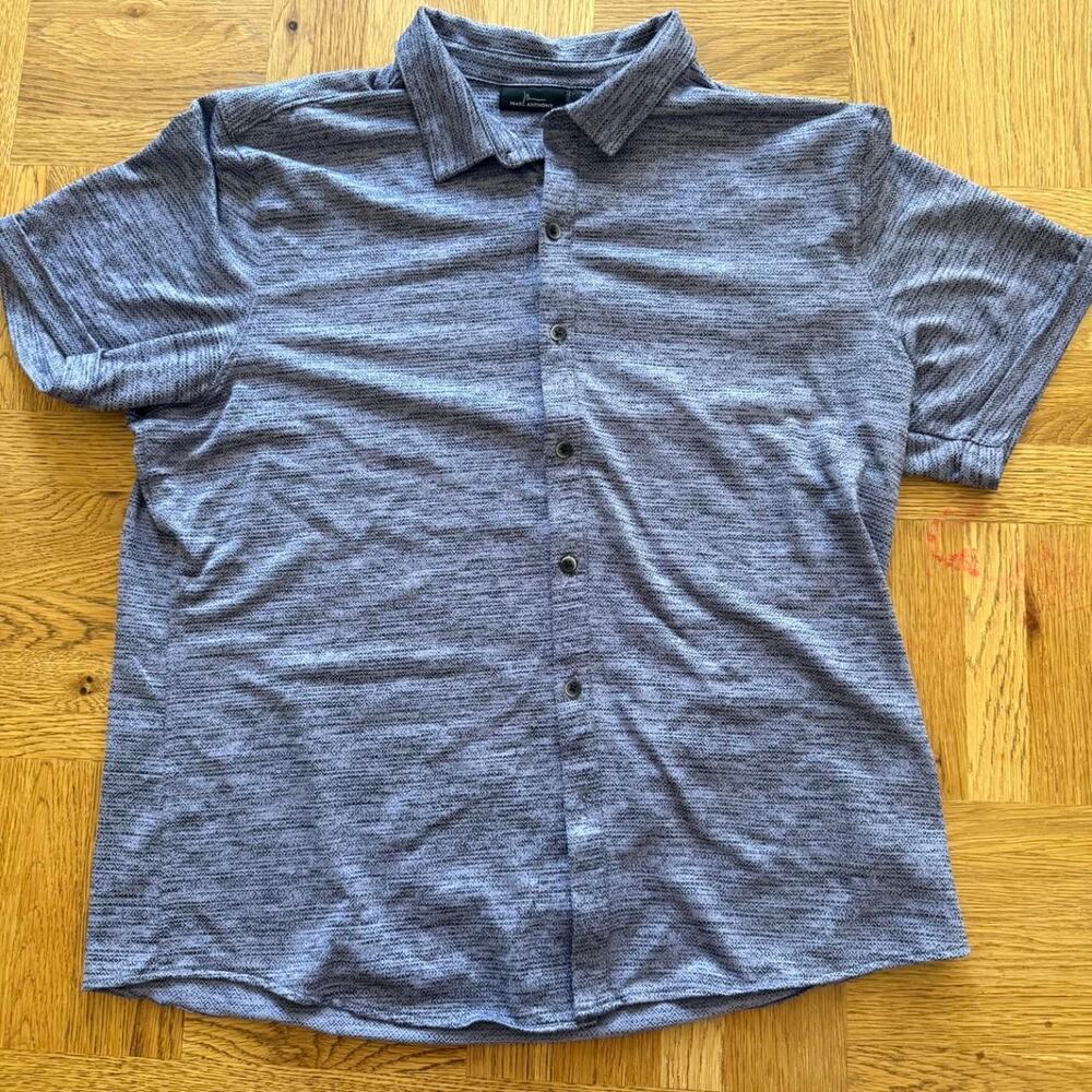 Marc Anthony Men’s XL Slim Fit Blue Geometric Short Sleeve Button Up Shirt
